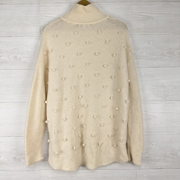 Madewell Sweater Women Medium Snowglobe Bobble Turtleneck Ivory Wool Alpaca‎ - Picture 6 of 13
